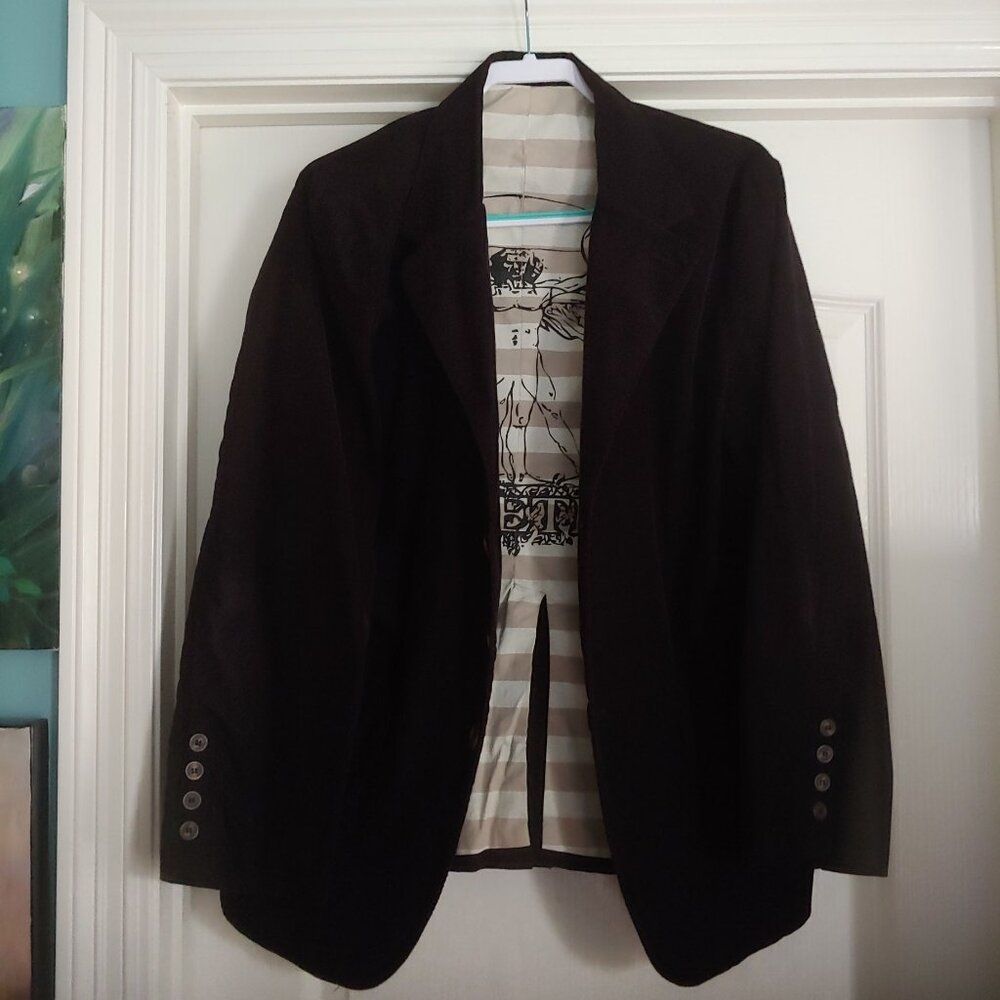 Kinetix Mens Black Corduroy Preppy Academia Business Casual Blazer L
